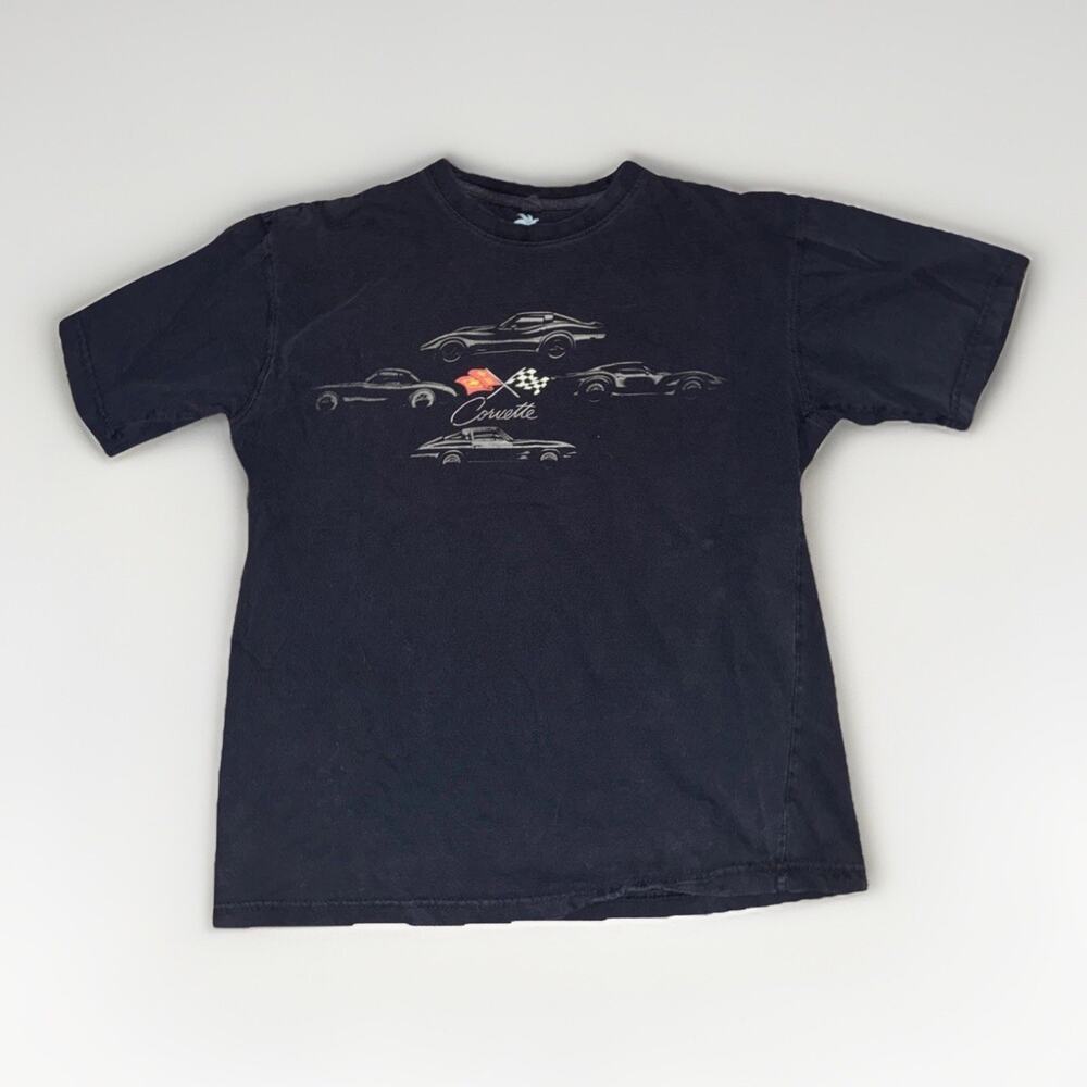 Vintage Newport Blue Corvette T-Shirt Black Large 22x25